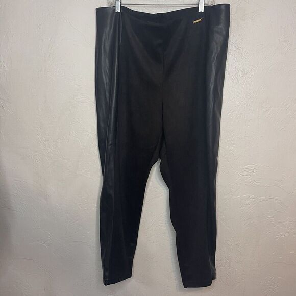 NWT Marc New York Black Faux Leather Spandex Pants Pull On Full Control - Picture 2 of 8
